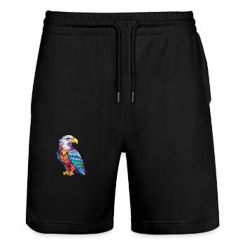 Weißkopfseeadler Bunte Aquarell-Karikatur Kawaii Anim - Stanley/Stella Unisex Bio Joggingshorts Trainer  - Schwarz - Vorne - Nik (191cm) & Marisol (170cm)