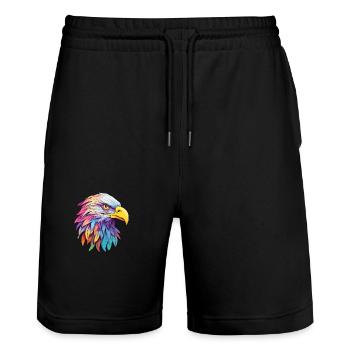 Eagle Colorful Watercolor Cartoon Kawaii Animal - Stanley/Stella Trainer Unisex Organic Jogging Shorts - black - Front - Nik (191cm) & Marisol (170cm)
