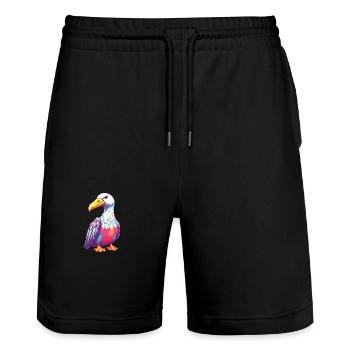 Albatros Bunte Aquarell-Karikatur Kawaii Anima - Stanley/Stella Unisex Bio Joggingshorts Trainer  - Schwarz - Vorne - Nik (191cm) & Marisol (170cm)