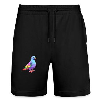 Taube buntes Aquarell Cartoon Kawaii Tier - Stanley/Stella Unisex Bio Joggingshorts Trainer  - Schwarz - Vorne - Nik (191cm) & Marisol (170cm)