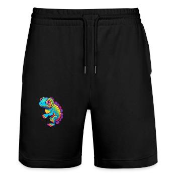 Chamäleon Bunte Aquarell-Karikatur Kawaii Anima - Stanley/Stella Unisex Bio Joggingshorts Trainer  - Schwarz - Vorne - Nik (191cm) & Marisol (170cm)