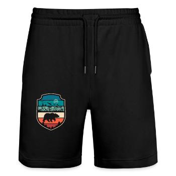 Bear Mountains Camping Mountain Hiking Nature Hiking - Stanley/Stella Trainer Unisex Organic Jogging Shorts - black - Front - Nik (191cm) & Marisol (170cm)