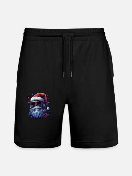 Skull with Santa hat - Stanley/Stella Trainer Unisex Organic Jogging Shorts - black