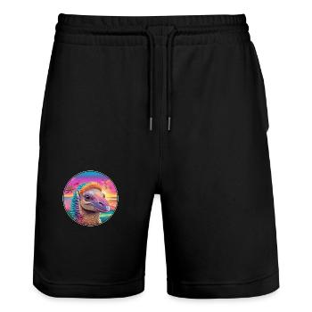 Gürteltier Buntes Aquarell Cartoon Kawaii Haustier - Stanley/Stella Unisex Bio Joggingshorts Trainer  - Schwarz - Vorne - Nik (191cm) & Marisol (170cm)