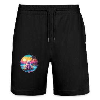 Bär buntes Aquarell Cartoon Kawaii Tier - Stanley/Stella Unisex Bio Joggingshorts Trainer  - Schwarz - Vorne - Nik (191cm) & Marisol (170cm)