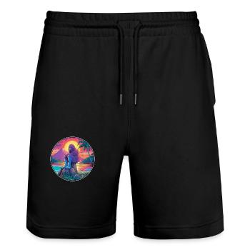 Big Foot Colorful Watercolor Cartoon Kawaii Animal - Stanley/Stella Trainer Unisex Organic Jogging Shorts - black - Front - Nik (191cm) & Marisol (170cm)
