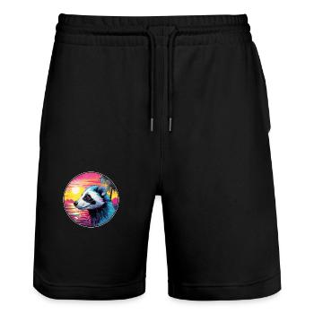 Skunk Buntes Aquarell Cartoon Kawaii Tier - Stanley/Stella Unisex Bio Joggingshorts Trainer  - Schwarz - Vorne - Nik (191cm) & Marisol (170cm)