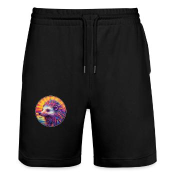 Porcupine Colorful Watercolor Cartoon Kawaii Pet - Stanley/Stella Trainer Unisex Organic Jogging Shorts - black - Front - Nik (191cm) & Marisol (170cm)
