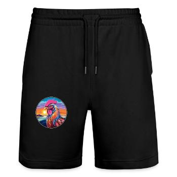 Hahn buntes Aquarell Cartoon Kawaii Tier - Stanley/Stella Unisex Bio Joggingshorts Trainer  - Schwarz - Vorne - Nik (191cm) & Marisol (170cm)