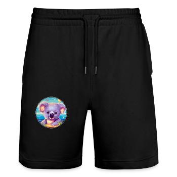 Koala Buntes Aquarell Cartoon Kawaii Tier - Stanley/Stella Unisex Bio Joggingshorts Trainer  - Schwarz - Vorne - Nik (191cm) & Marisol (170cm)