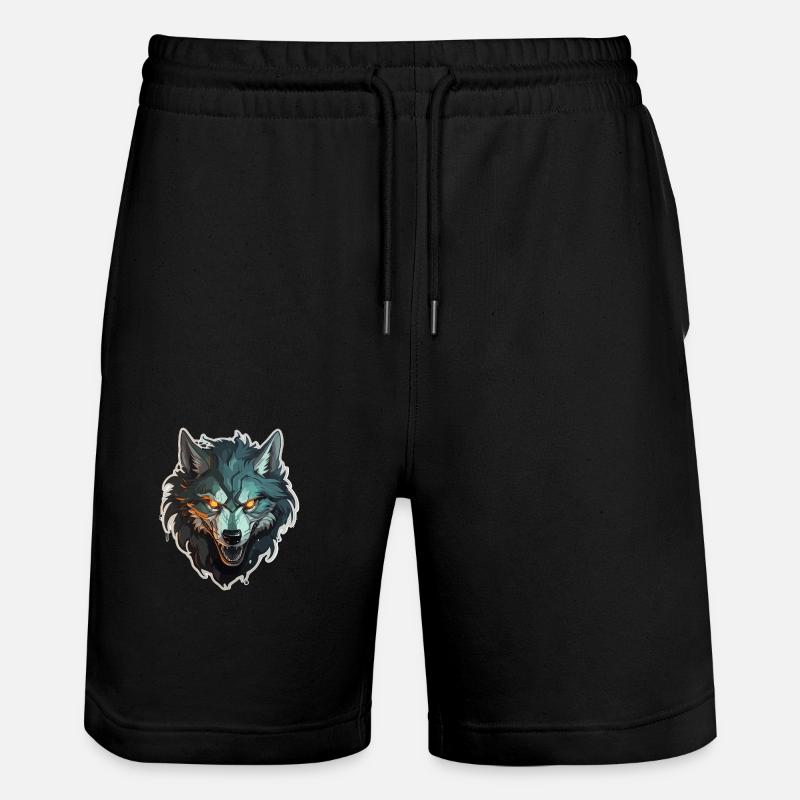 Loup - Illustration - Short de jogging bio TRAINER Stanley/Stella unisexe - noir