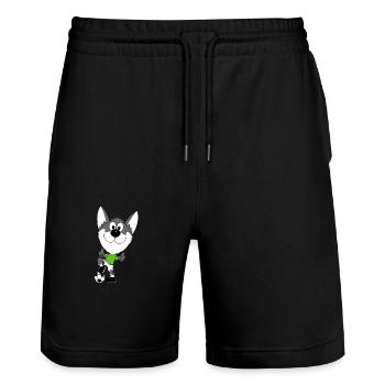 FUßBALL - HUSKY - HUND - SPORT - TIER - Stanley/Stella Unisex Bio Joggingshorts Trainer  - Schwarz - Vorne - Nik (191cm) & Marisol (170cm)