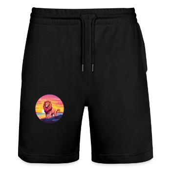 Lion Colorful Watercolor Cartoon Kawaii Animal - Stanley/Stella Trainer Unisex Organic Jogging Shorts - black - Front - Nik (191cm) & Marisol (170cm)