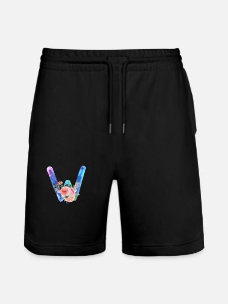Buchstabe w Aquarell - Stanley/Stella Unisex Bio Joggingshorts Trainer  - Schwarz