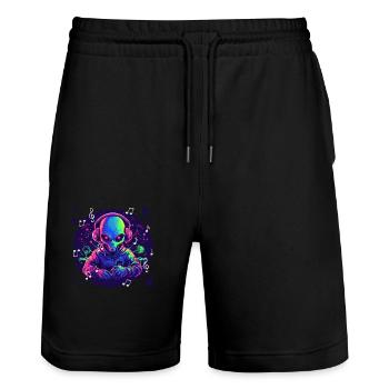 Alien mit Kopfhörer Ausserirdischer DJ Musik - Stanley/Stella Unisex Bio Joggingshorts Trainer  - Schwarz - Vorne - Nik (191cm) & Marisol (170cm)