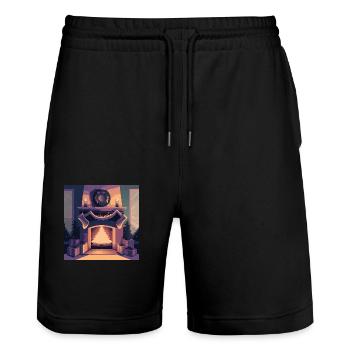 Cheminée de Noël - Short de jogging bio TRAINER Stanley/Stella unisexe - noir - Devant - Nik (191cm) & Marisol (170cm)