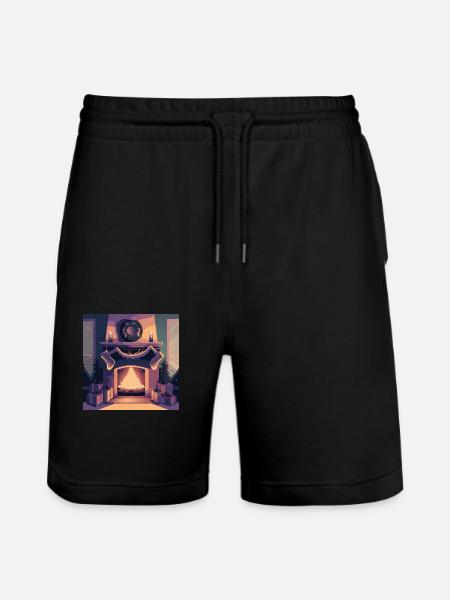 Christmas fireplace - Stanley/Stella Trainer Unisex Organic Jogging Shorts - black