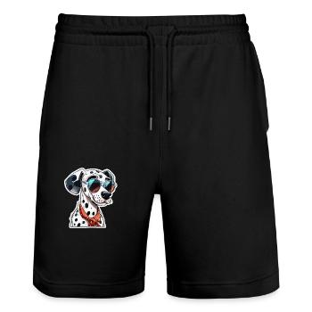 Dalmatien / Chien / Animal / Animal de compagnie / Aboiement - Short de jogging bio TRAINER Stanley/Stella unisexe - noir - Devant - Nik (191cm) & Marisol (170cm)