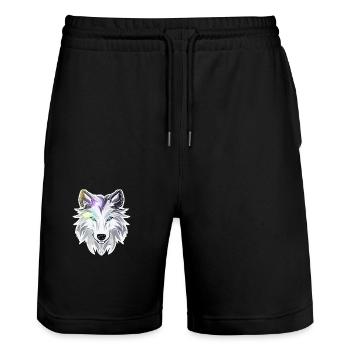 Wolf - Illustration - Stanley/Stella Unisex Bio Joggingshorts Trainer  - Schwarz - Vorne - Nik (191cm) & Marisol (170cm)