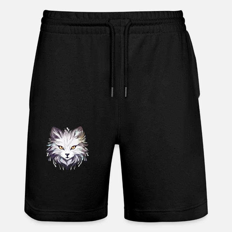 Katze - Illustration - Stanley/Stella Unisex Bio Joggingshorts Trainer  - Schwarz
