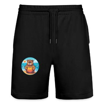 Bär Aquarell Karikatur Kawaii Clipart Tier - Stanley/Stella Unisex Bio Joggingshorts Trainer  - Schwarz - Vorne - Nik (191cm) & Marisol (170cm)