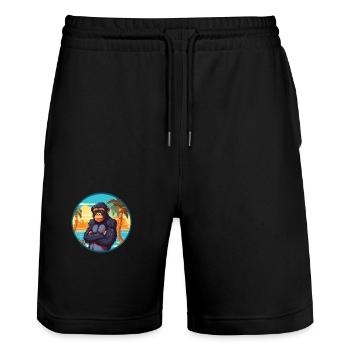 Bonobo Watercolor Cartoon Kawaii Clipart Animal - Stanley/Stella Trainer Unisex Organic Jogging Shorts - black - Front - Nik (191cm) & Marisol (170cm)