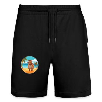 Boar Watercolor Cartoon Kawaii Clipart Animal - Stanley/Stella Trainer Unisex Organic Jogging Shorts - black - Front - Nik (191cm) & Marisol (170cm)