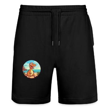 Dinosaurier Aquarell Cartoon Kawaii Clipart Tier - Stanley/Stella Unisex Bio Joggingshorts Trainer  - Schwarz - Vorne - Nik (191cm) & Marisol (170cm)