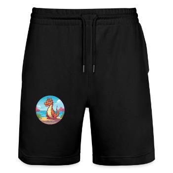 Drache Aquarell Karikatur Kawaii Clipart Tier - Stanley/Stella Unisex Bio Joggingshorts Trainer  - Schwarz - Vorne - Nik (191cm) & Marisol (170cm)