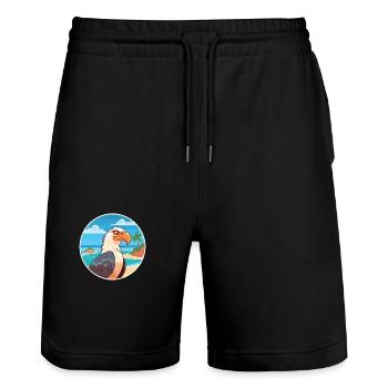 Eagle Watercolor Cartoon Kawaii Clipart Animal - Stanley/Stella Trainer Unisex Organic Jogging Shorts - black - Front - Nik (191cm) & Marisol (170cm)