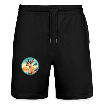 Impala Aquarell Karikatur Kawaii Clipart Tier - Stanley/Stella Unisex Bio Joggingshorts Trainer  - Schwarz - Vorne - Nik (191cm) & Marisol (170cm)