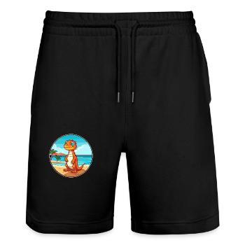 Lizard Watercolor Cartoon Kawaii Clipart Animal - Stanley/Stella Trainer Unisex Organic Jogging Shorts - black - Front - Nik (191cm) & Marisol (170cm)