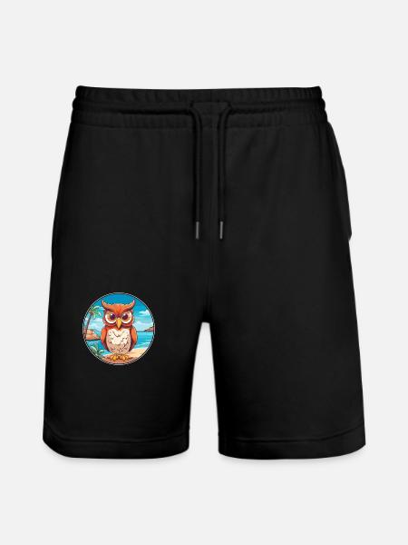 ugle, akvarel, cartoon, kawaii Clipart, dyr - Stanley/Stella Trainer økologiske unisex joggingshorts - sort