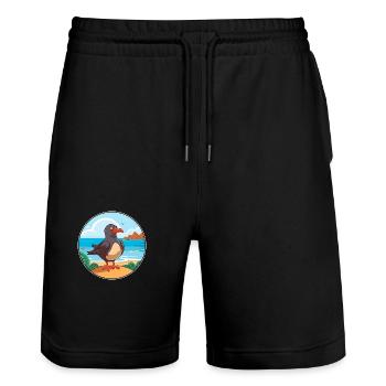 Bird Watercolor Cartoon Kawaii Clipart Animal - Stanley/Stella Trainer Unisex Organic Jogging Shorts - black - Front - Nik (191cm) & Marisol (170cm)