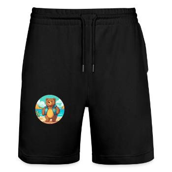 Bär Aquarell Karikatur Kawaii Clipart Tier - Stanley/Stella Unisex Bio Joggingshorts Trainer  - Schwarz - Vorne - Nik (191cm) & Marisol (170cm)