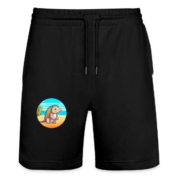 Armadillo Watercolor Cartoon Kawaii Clipart Animal - Stanley/Stella Trainer Unisex Organic Jogging Shorts - black - Front - Nik (191cm) & Marisol (170cm)