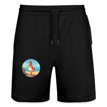 Chicken Watercolor Cartoon Kawaii Clipart Animal - Stanley/Stella Trainer Unisex Organic Jogging Shorts - black - Front - Nik (191cm) & Marisol (170cm)