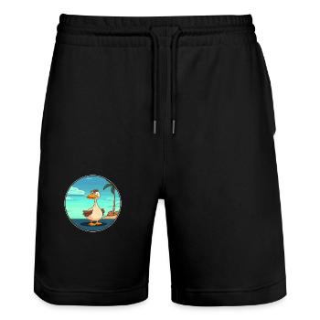 Ente Aquarell Cartoon Kawaii Clipart Tier - Stanley/Stella Unisex Bio Joggingshorts Trainer  - Schwarz - Vorne - Nik (191cm) & Marisol (170cm)