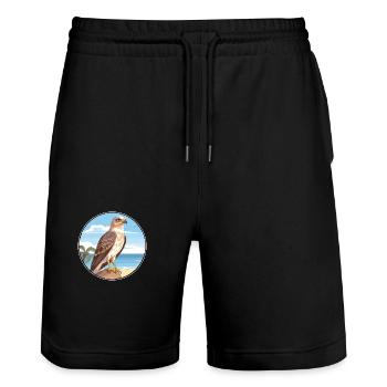 Falcon Watercolor Cartoon Kawaii Clipart Animal - Stanley/Stella Trainer Unisex Organic Jogging Shorts - black - Front - Nik (191cm) & Marisol (170cm)
