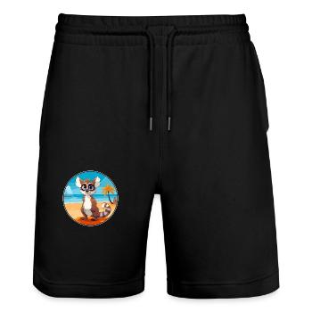Lemur Watercolor Cartoon Kawaii Clipart Animal - Stanley/Stella Trainer Unisex Organic Jogging Shorts - black - Front - Nik (191cm) & Marisol (170cm)