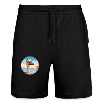 Ostrich Watercolor Cartoon Kawaii Clipart Animal - Stanley/Stella Trainer Unisex Organic Jogging Shorts - black - Front - Nik (191cm) & Marisol (170cm)