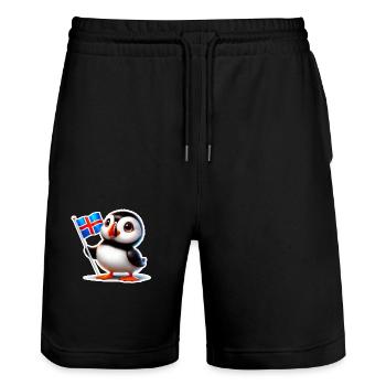 Macareux mignon avec drapeau islandais - Short de jogging bio TRAINER Stanley/Stella unisexe - noir - Devant - Nik (191cm) & Marisol (170cm)