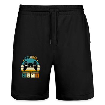 legendär seit 2015 konsole gamer 2015 - Stanley/Stella Unisex Bio Joggingshorts Trainer  - Schwarz - Vorne - Nik (191cm) & Marisol (170cm)