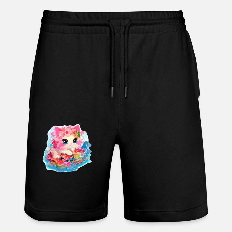 Chat - illustration - Short de jogging bio TRAINER Stanley/Stella unisexe - noir