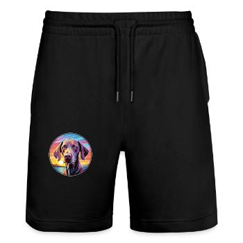 Ariege Pointer Hund Rasse Bunte Karikatur Watercol - Stanley/Stella Unisex Bio Joggingshorts Trainer  - Schwarz - Vorne - Nik (191cm) & Marisol (170cm)
