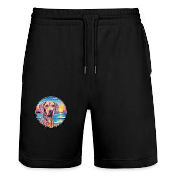 Braque Saint Germain Hunderasse Bunte Karikatur Wa - Stanley/Stella Unisex Bio Joggingshorts Trainer  - Schwarz - Vorne - Nik (191cm) & Marisol (170cm)