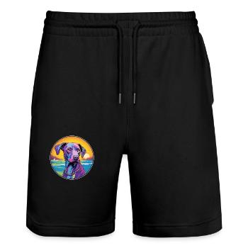 Blue Lacy Dog Breed Colorful Cartoon Watercolor - Stanley/Stella Trainer Unisex Organic Jogging Shorts - black - Front - Nik (191cm) & Marisol (170cm)