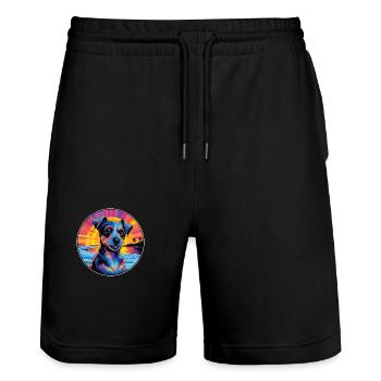 Blue Paul Terrier Dog Breed Colorful Cartoon Water - Stanley/Stella Trainer Unisex Organic Jogging Shorts - black - Front - Nik (191cm) & Marisol (170cm)