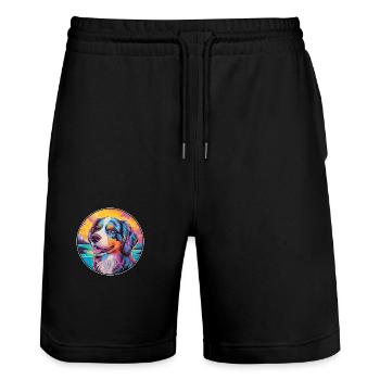 Caucasien Ovcharka Race De Chien Coloré Dessin Animé Wate - Short de jogging bio TRAINER Stanley/Stella unisexe - noir - Devant - Nik (191cm) & Marisol (170cm)