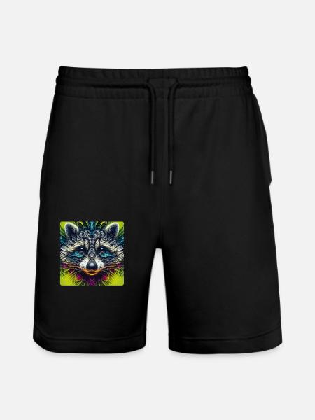 Racoon Fractal Art - Stanley/Stella Trainer Unisex Organic Jogging Shorts - black